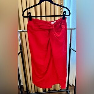 H&M red skirt with gathering at waist
